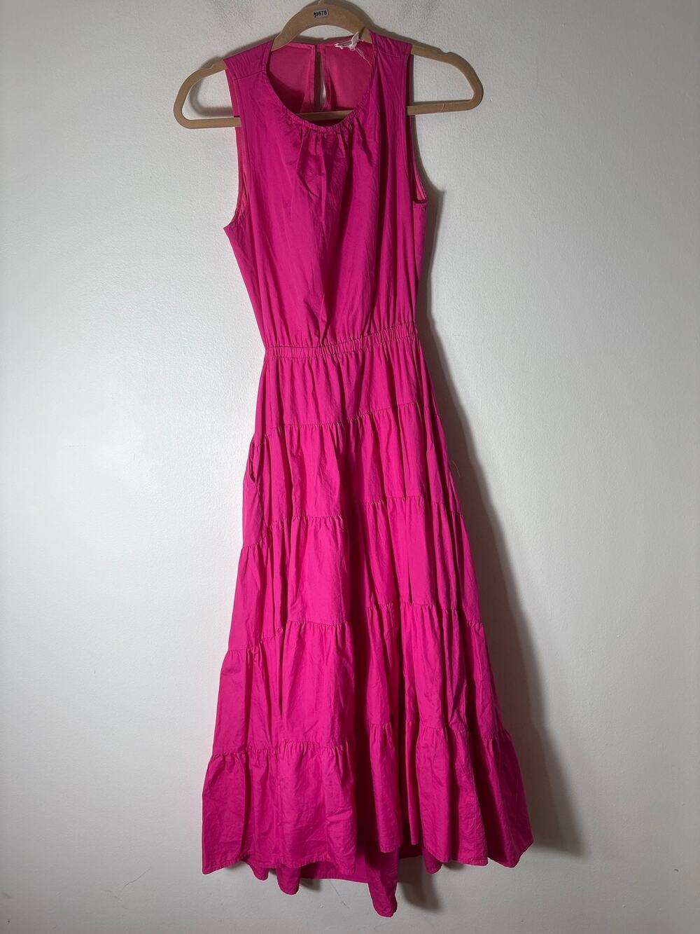 &merci Hot Pink Sleeveless Open Back Tierd Maxi Dress Sz S